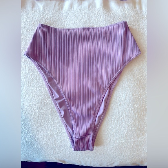 frankies bikinis annie plisse bikini bottom top set wisteria lilac - Picture 8 of 12